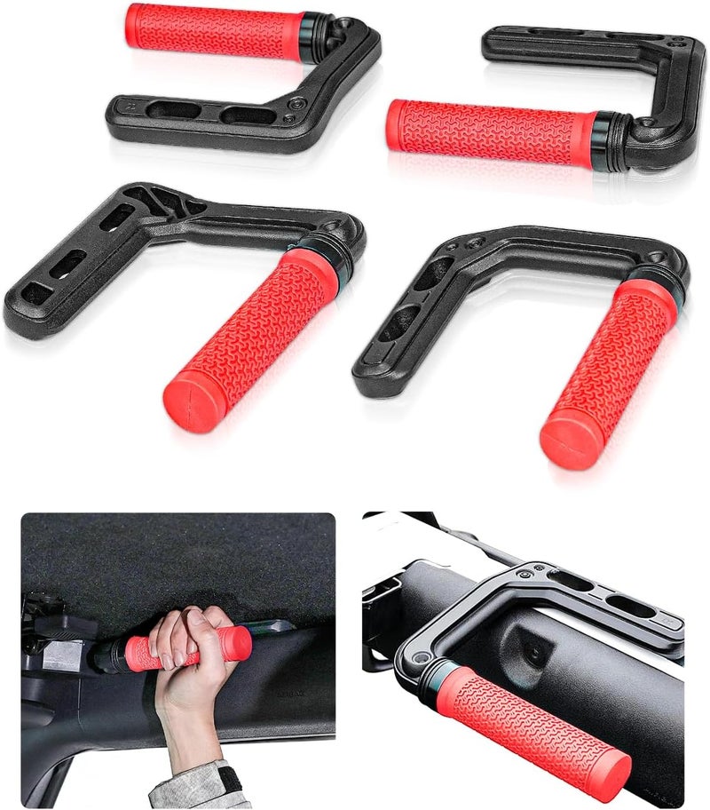 JROAD Bronco Aluminum Grab Handles Roll Bar Non-Slip Grip HandlesCompatible with Ford Bronco 2021-2025 Front or Rear Seat 4 Door Soft/Hard Top,Bronco Raptor Interior Accessories （4PCS/red） - Image 1